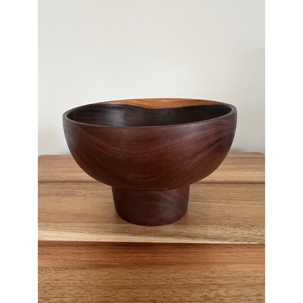 Vintage John May Hand Turned Teak Bowl Signed Jackson NH JL